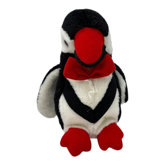 Pachinko Palace Penguin Plush Stuffed Animal Red Bow Tie Feet Vintage - Picture 2 of 10
